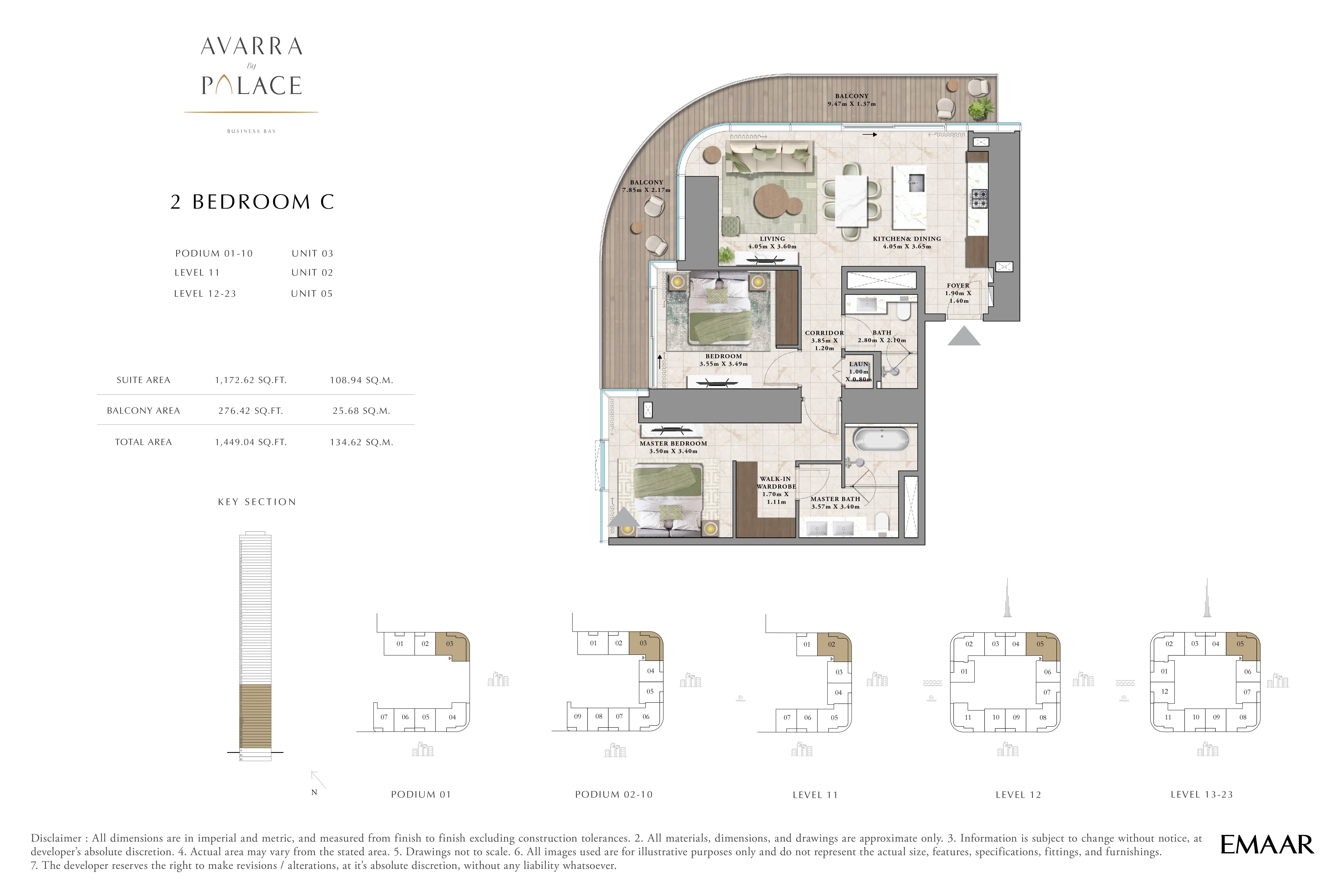 2 Beds 1449 Sq. Ft. Apartment in Emaar Avarra by Palace
