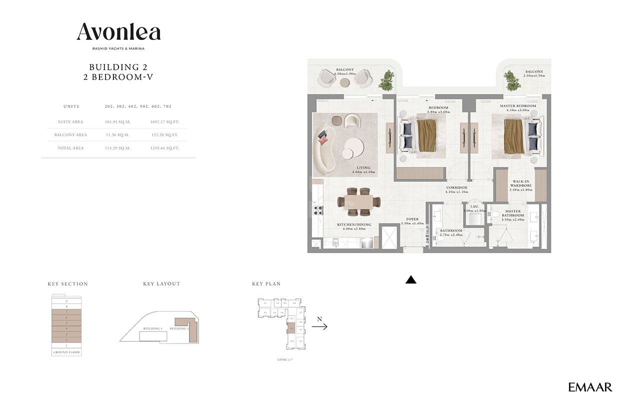 Emaar Avonlea 2 Beds Layout