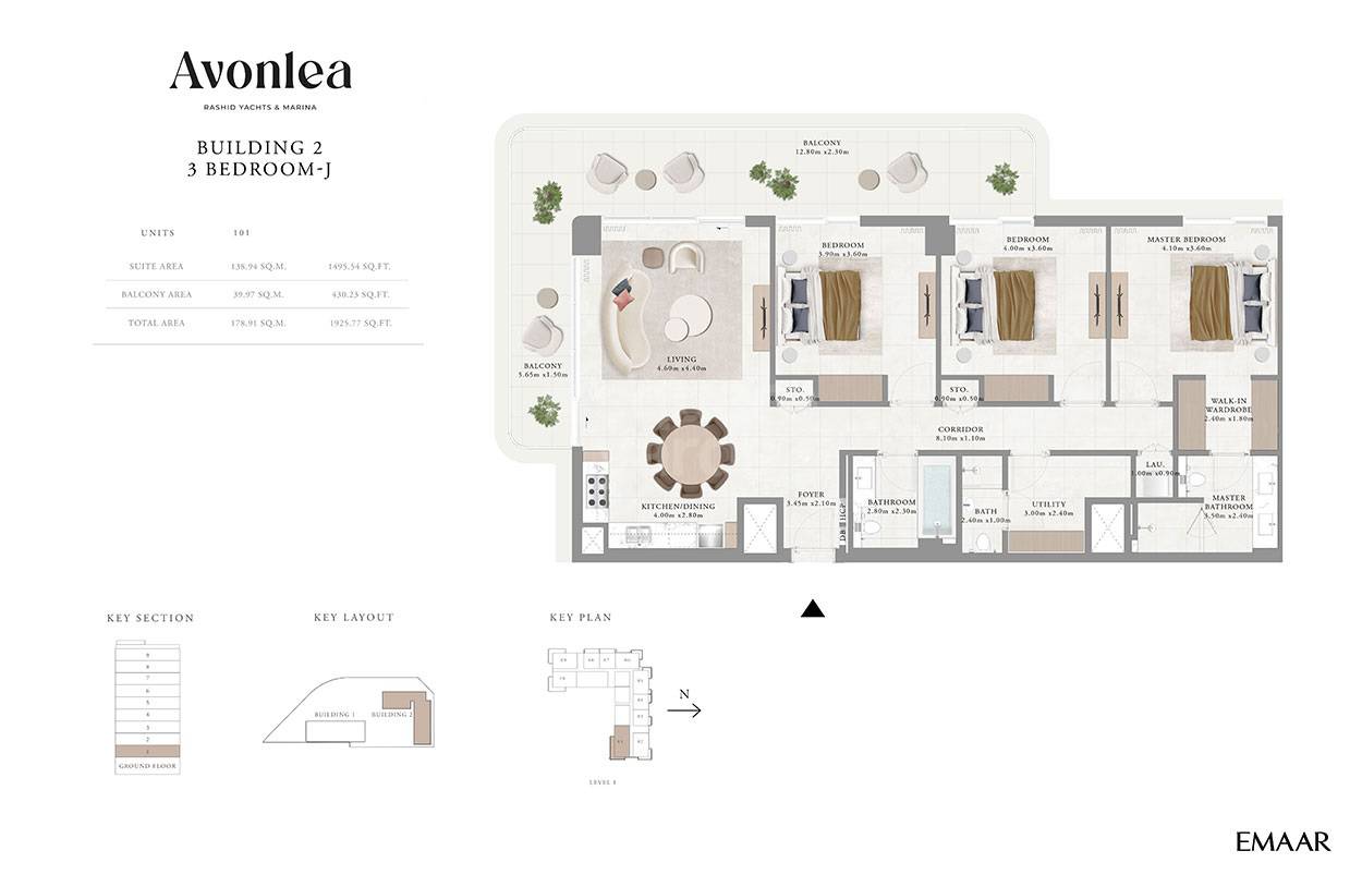 Emaar Avonlea 3 Beds Layout