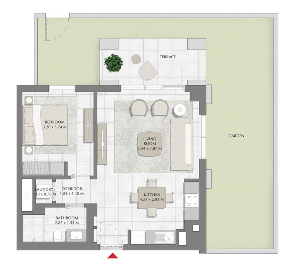Emaar Bayshore 1 Bed Layout