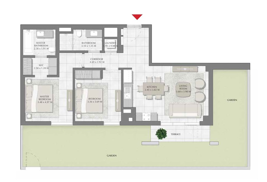 Emaar Bayshore 2 Beds Layout