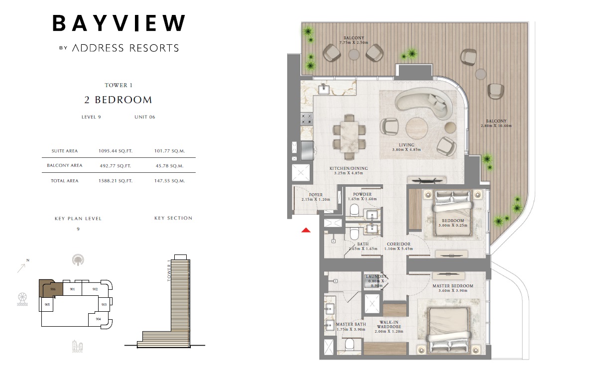 2 Beds 1588 Sq. Ft. Apartment in Emaar Bayview