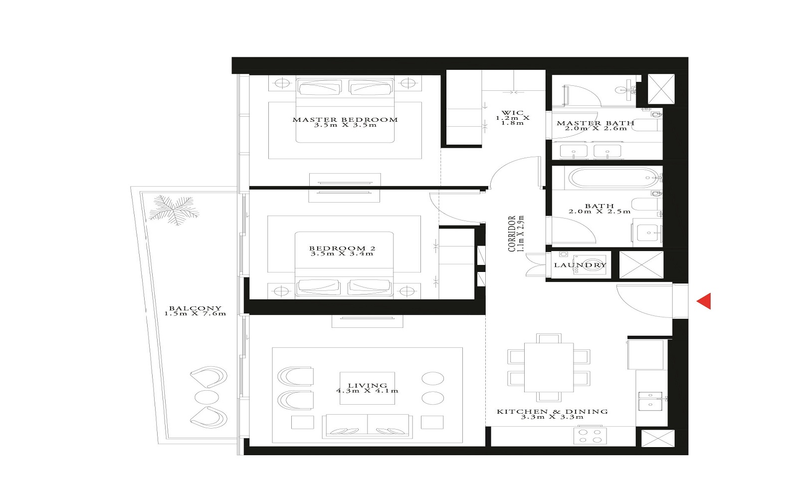 2 Beds 1143 Sq. Ft. Apartment in Emaar Beach Vista