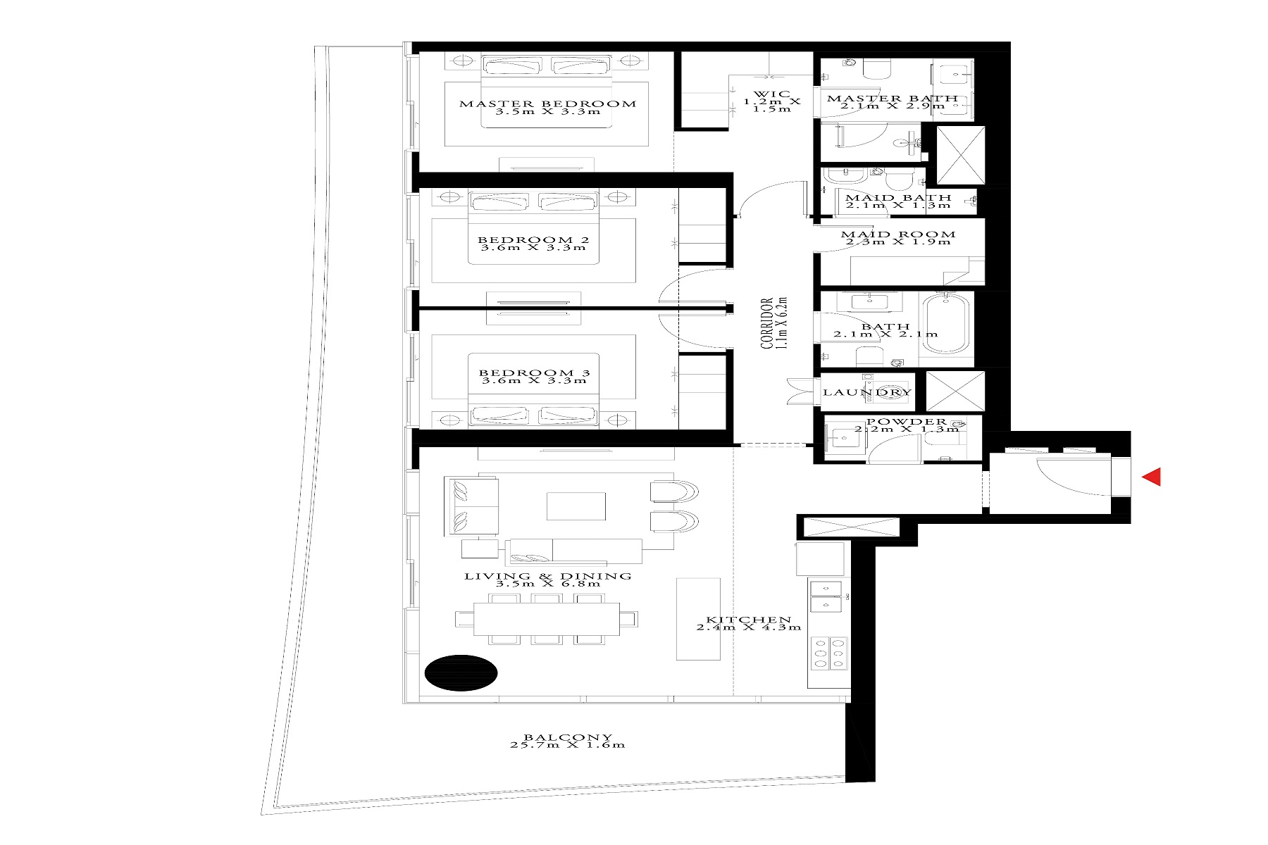 3 Beds 1925 Sq. Ft. Apartment in Emaar Beach Vista