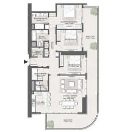 3 Beds 1595 Sq. Ft. Apartment in Emaar Beachgate