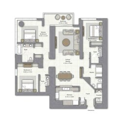 3 Beds 2084 Sq. Ft. Apartment in Emaar Boulevard Point