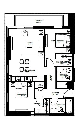 Emaar Burj Crown 2 Beds Layout