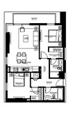 Emaar Burj Crown 2 Beds Layout