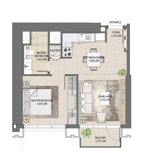 1 Bed 589 Sq. Ft. Apartment in Emaar Burj Royale