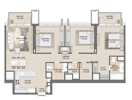 3 Beds 1351 Sq. Ft. Apartment in Emaar Burj Royale