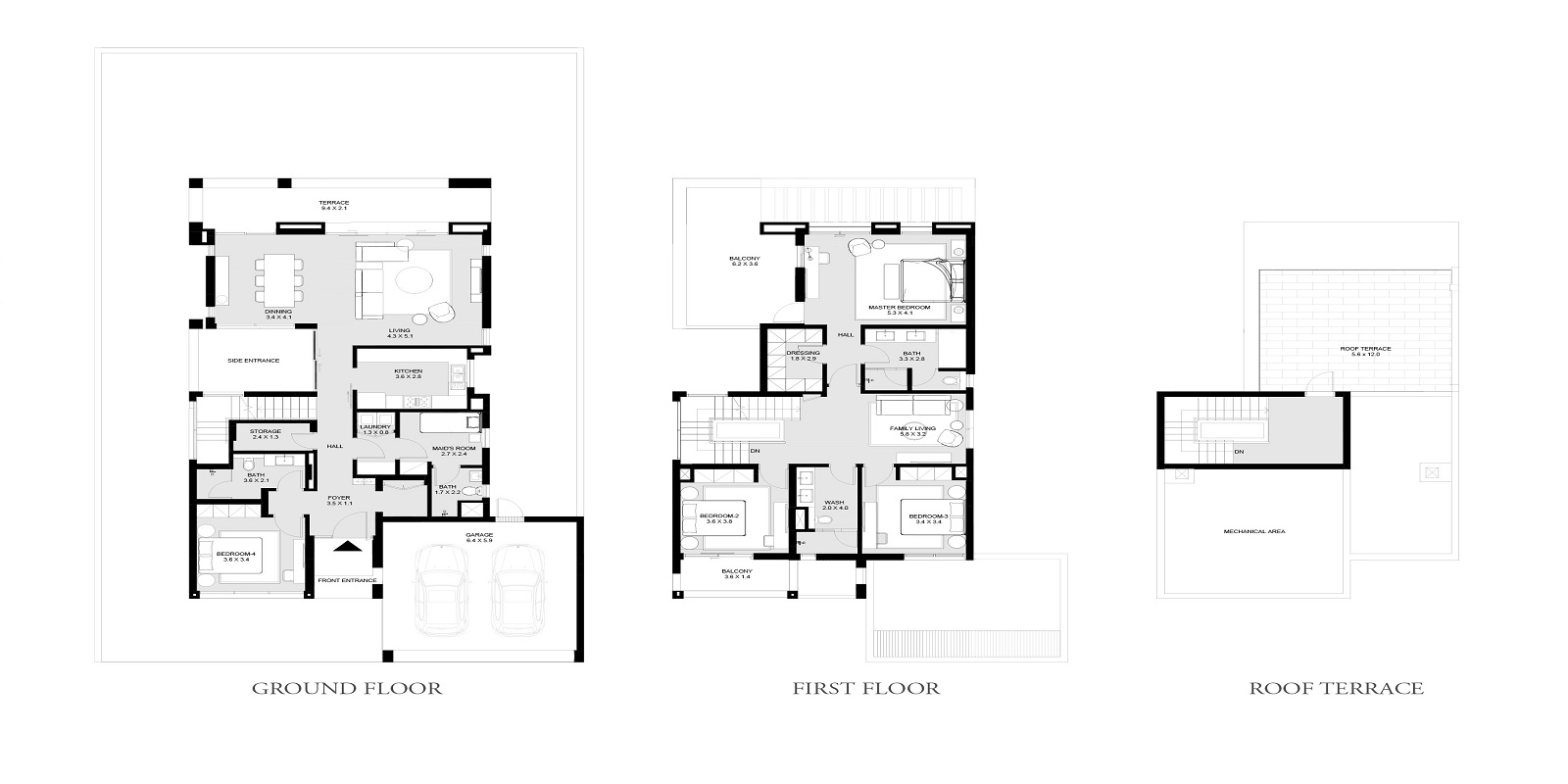 Emaar Caya 4 Beds Layout