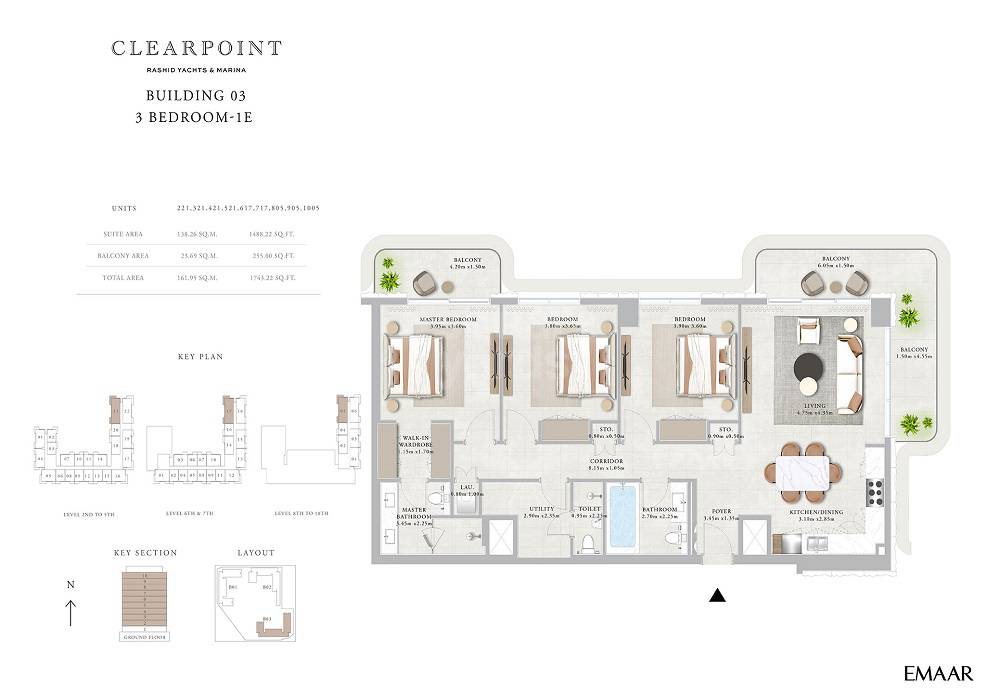 Emaar Clearpoint 3 Beds Layout