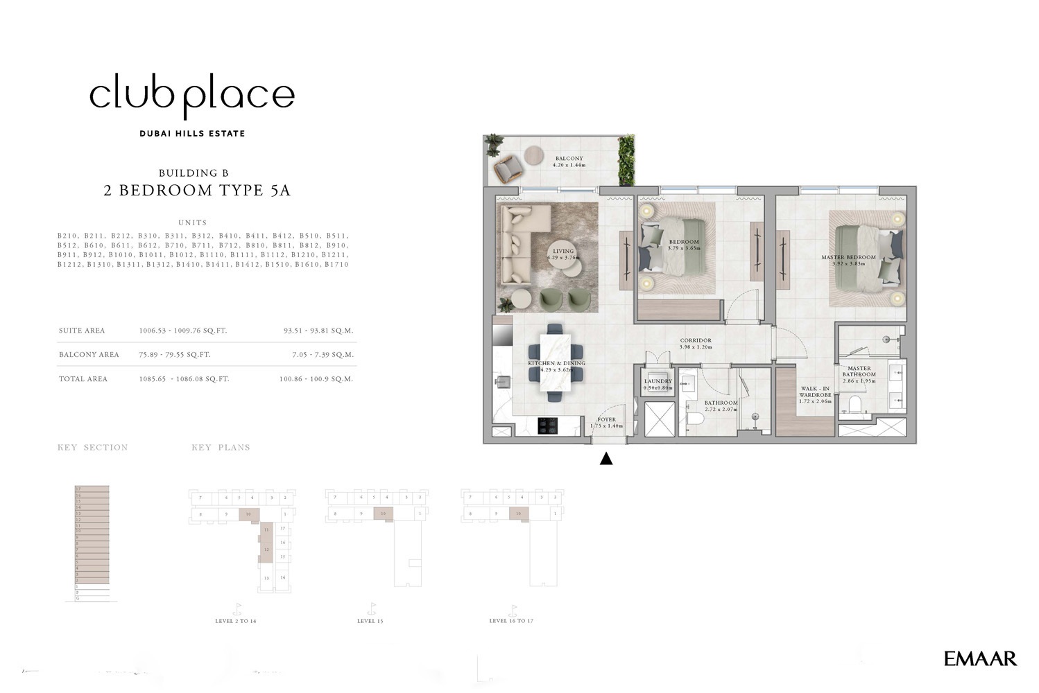 Emaar Club Place 2 Beds Layout