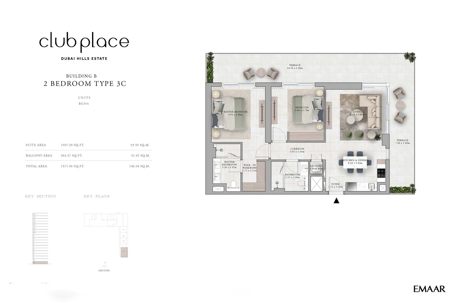 Emaar Club Place 2 Beds Layout