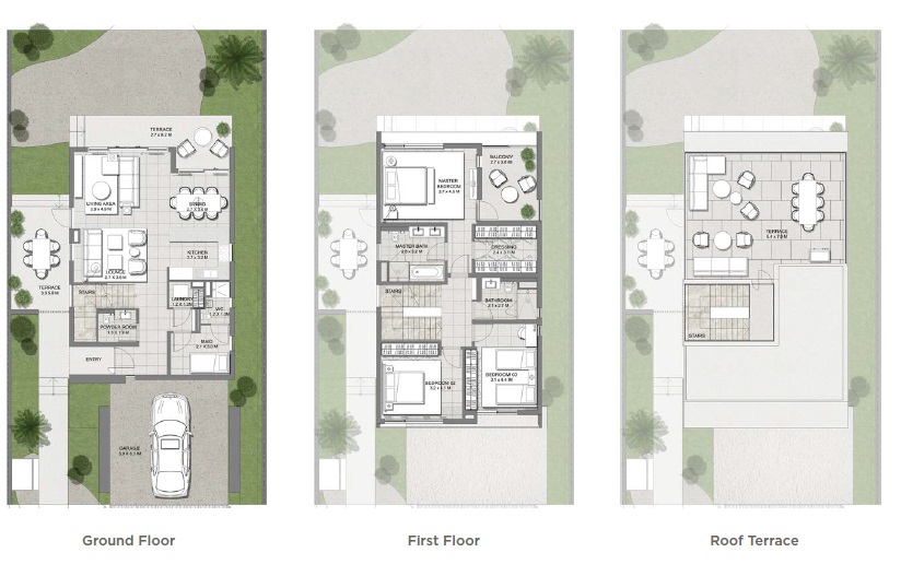 Emaar Club Villas 3 Beds Layout