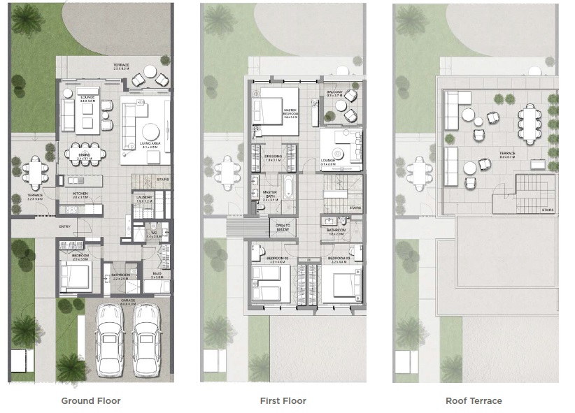 Emaar Club Villas 4 Beds Layout