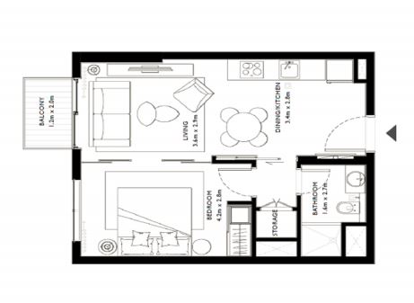 Emaar Collective 2 1 Bed Layout