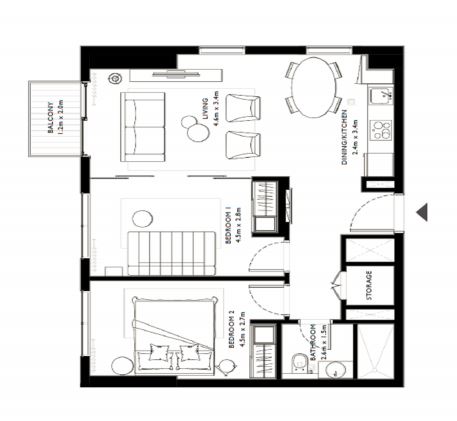 Emaar Collective 2 2 Beds Layout