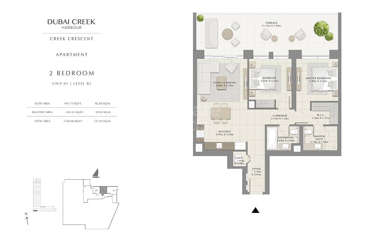 Emaar Creek Crescent 2 Beds Layout
