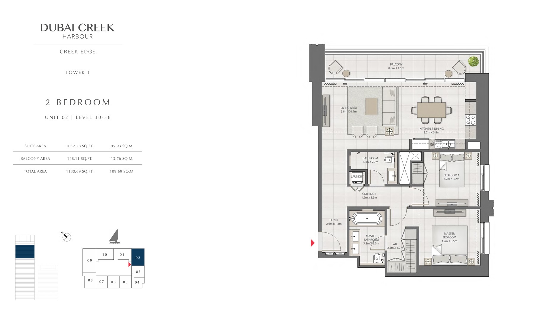 2 Beds 1180 Sq. Ft. Apartment in Emaar Creek Edge