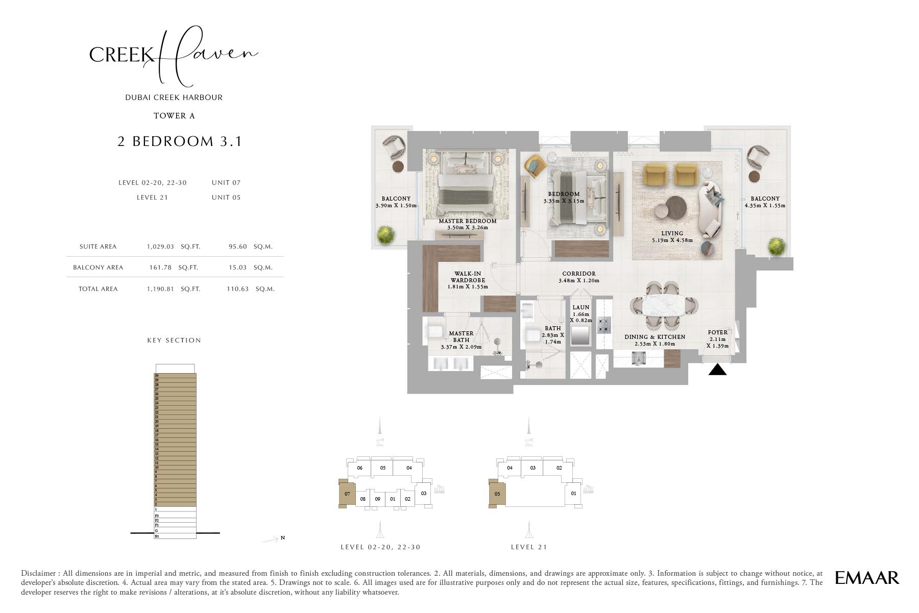 Emaar Creek Haven 2 Beds Layout