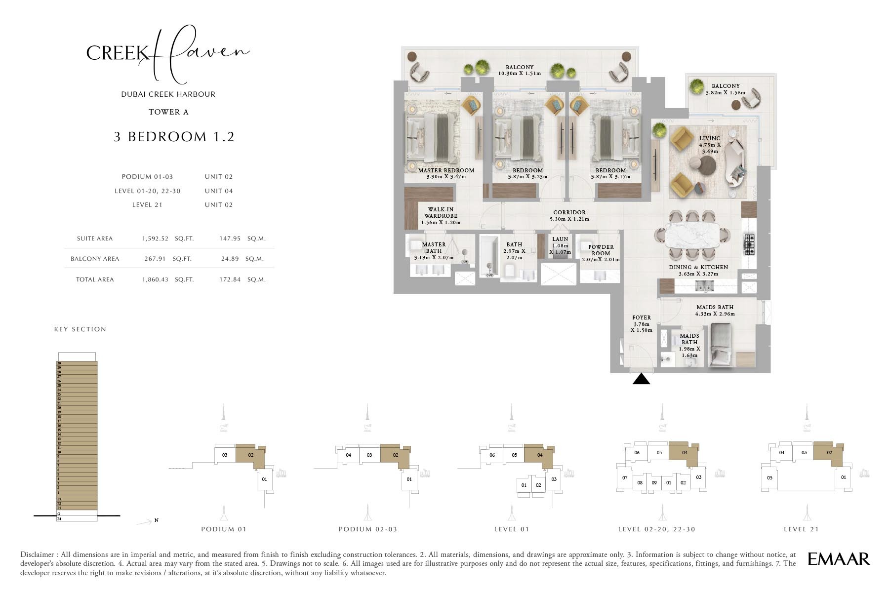 Emaar Creek Haven 3 Beds Layout