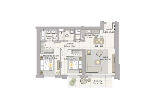 2 Beds 1208 Sq. Ft. Apartment in Emaar Creek Horizon