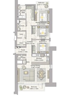 3 Beds 1629 Sq. Ft. Apartment in Emaar Creek Horizon