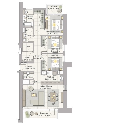 3 Beds 1633 Sq. Ft. Apartment in Emaar Creek Horizon