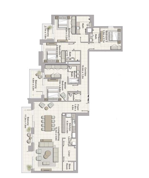 4 Beds 3048 Sq. Ft. Apartment in Emaar Creek Horizon