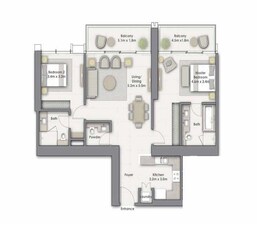 2 Beds 1407 Sq. Ft. Apartment in Emaar Downtown Views 1 And 2