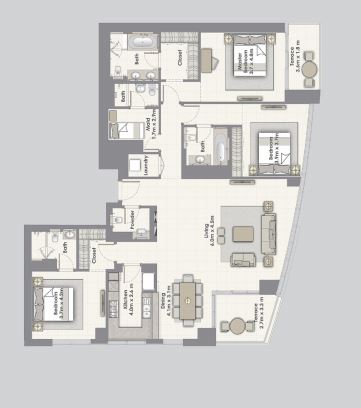 3 Beds 2303 Sq. Ft. Apartment in Emaar Dubai Creek Residences