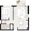 Emaar Executive Residences 1 Bed Layout
