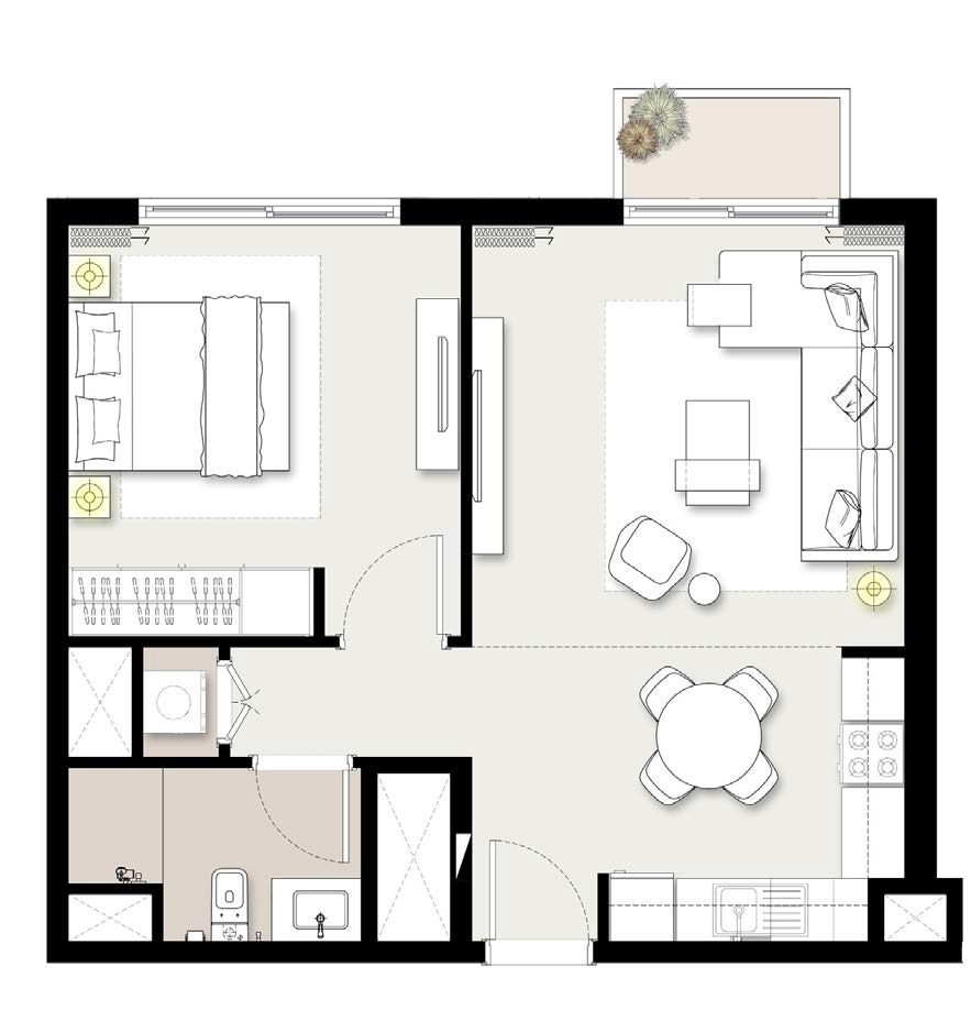 Emaar Executive Residences 1 Bed Layout