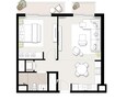 Emaar Executive Residences 1 Bed Layout