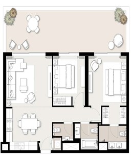 2 Beds 1008 Sq. Ft. Apartment in Emaar Executive Residences