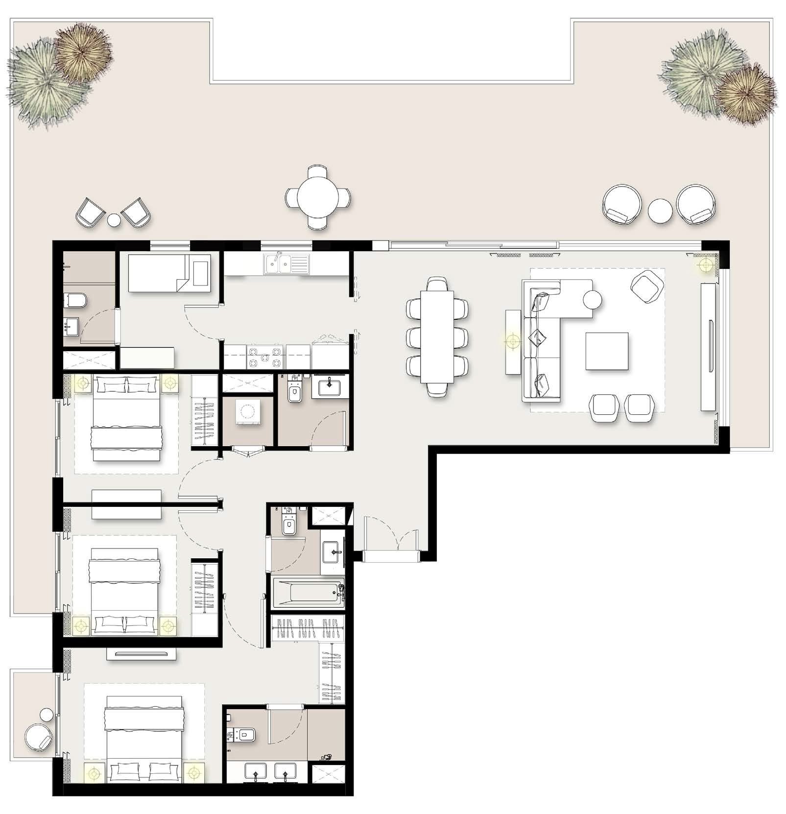 Emaar Executive Residences 3 Beds Layout