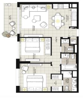 2 Beds 1000 Sq. Ft. Villa in Emaar Expo Golf Villas Phase 5