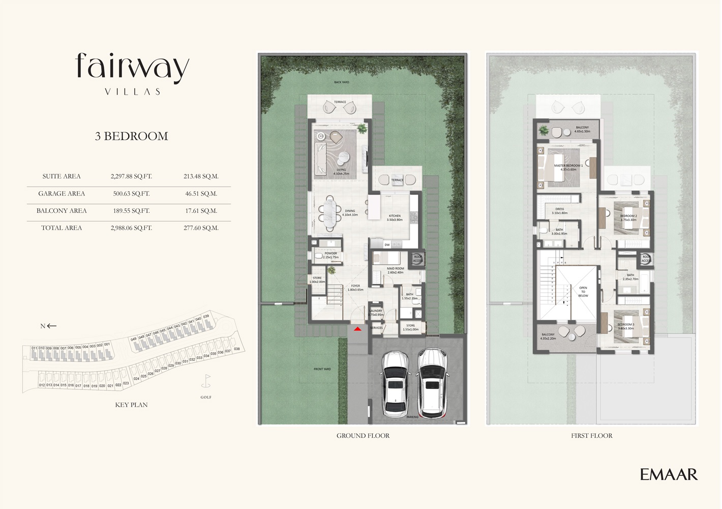 Emaar Fairway Villas 3 Beds Layout