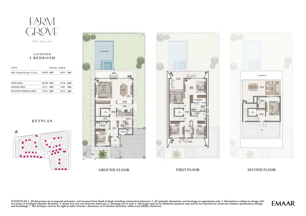 Emaar Farm Grove 4 Beds Layout
