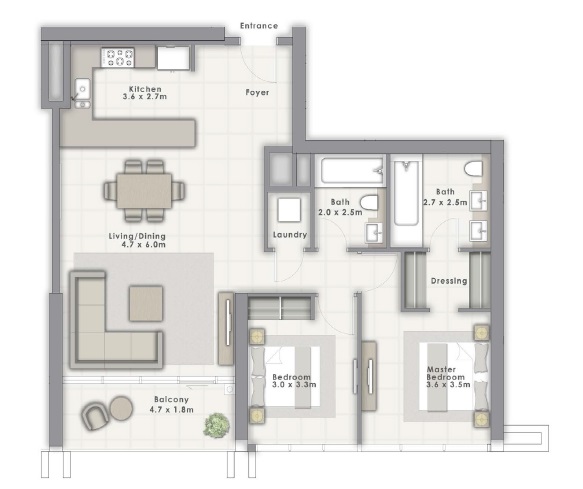 2 Beds 1254 Sq. Ft. Apartment in Emaar Forte