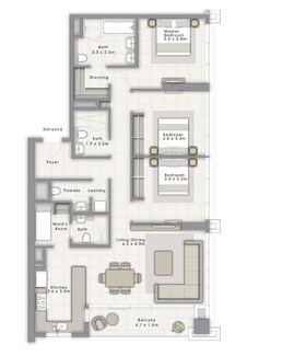 3 Beds 1571 Sq. Ft. Apartment in Emaar Forte