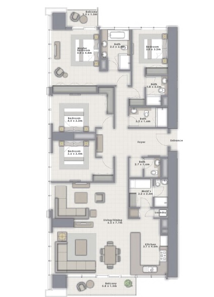 4 Beds 2409 Sq. Ft. Apartment in Emaar Forte