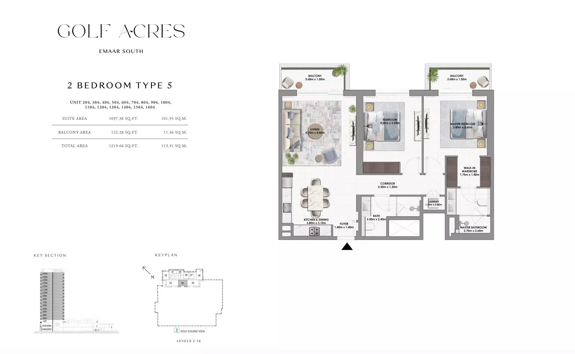 Emaar Golf Acres 1 Bed Layout
