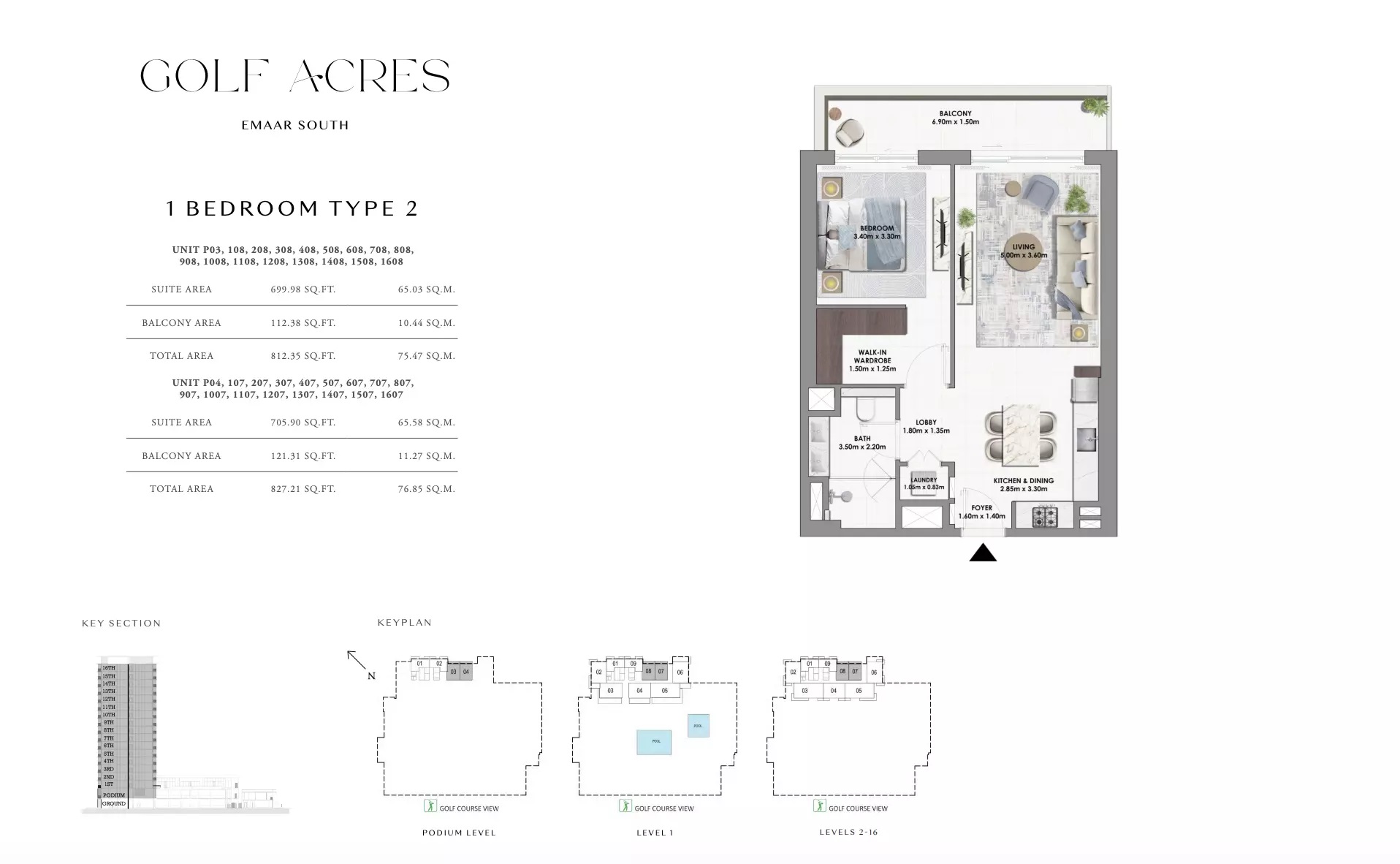 Emaar Golf Acres 1 Bed Layout