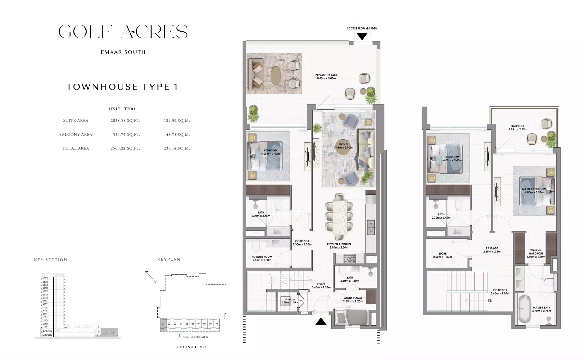 Emaar Golf Acres 3 Beds Layout