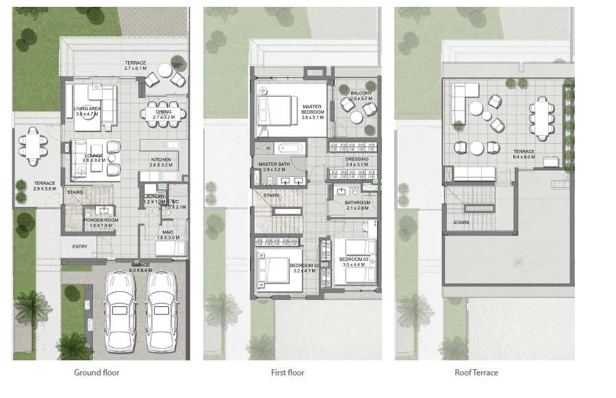 Emaar Golf Grove 3 Beds Layout