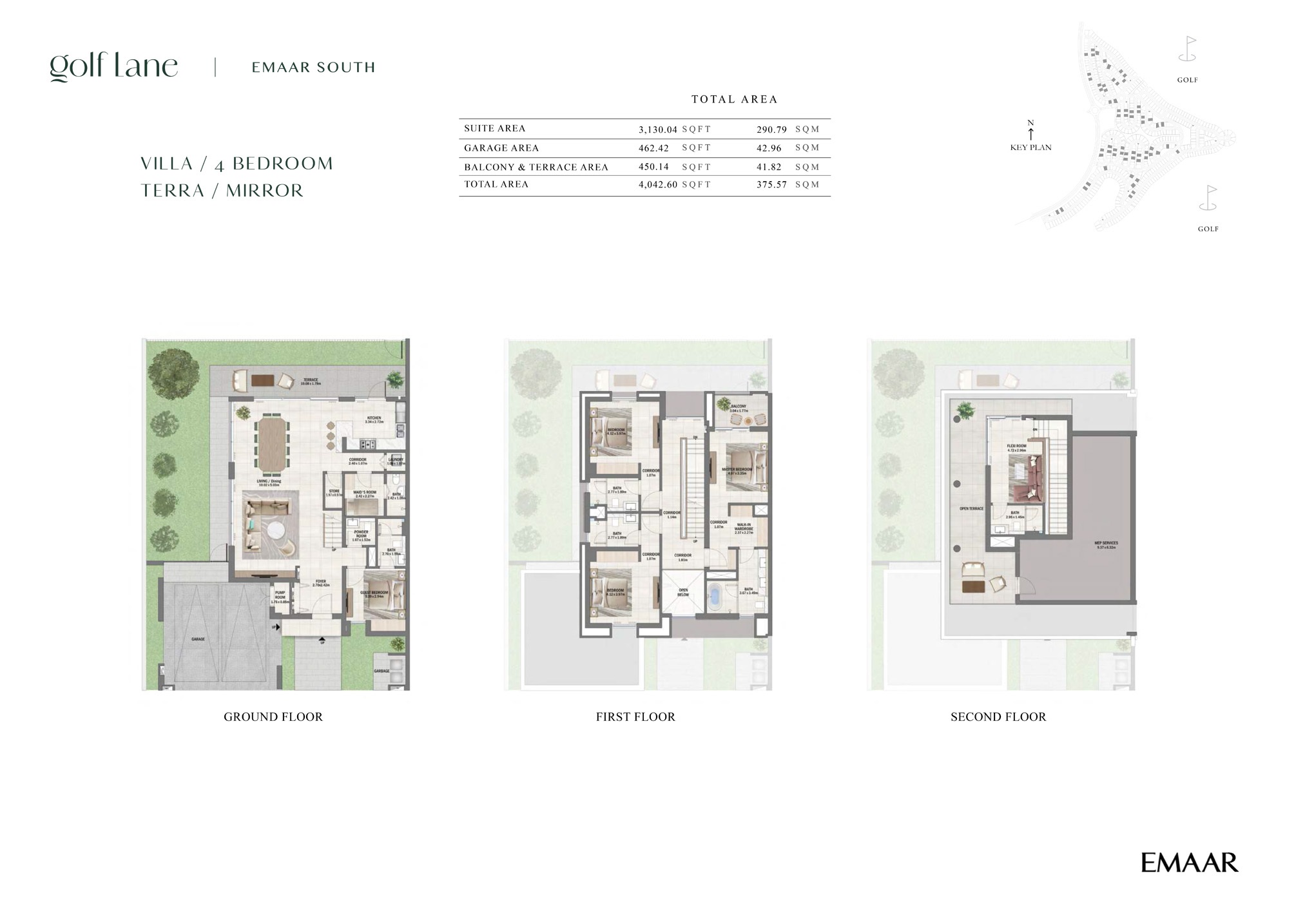 Emaar Golf Lane 4 Beds Layout