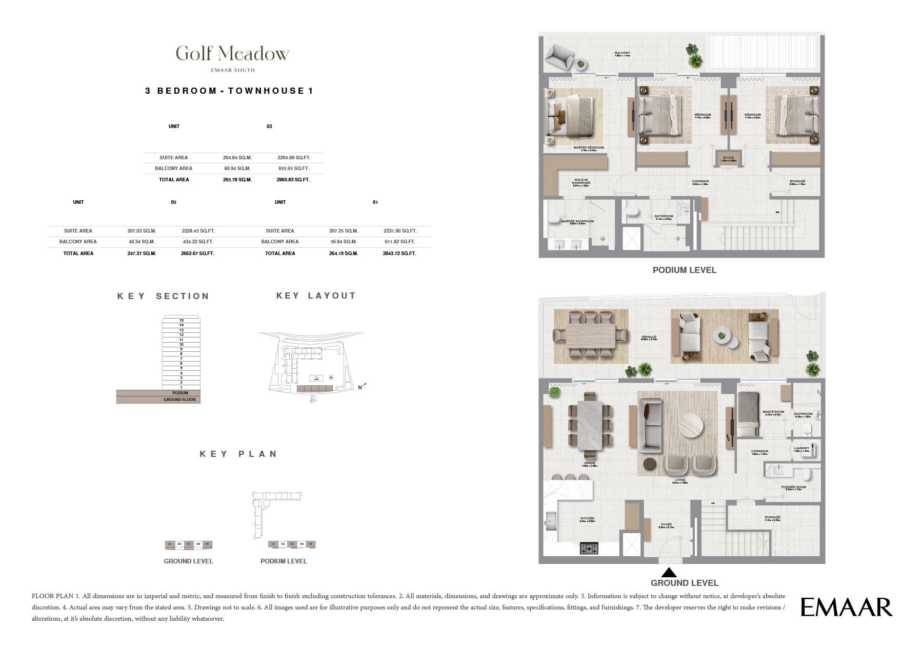 Emaar Golf Meadow 3 Beds Layout