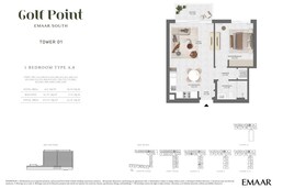 1 Bed 675 Sq. Ft. Apartment in Emaar Golf Point